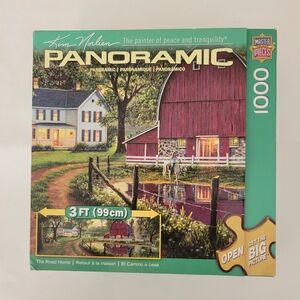Panoramic 1000-Piece Puzzle - Red Barn & Green Landscape